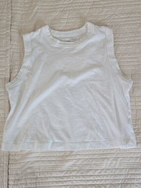 Universal Thread White Crewneck Cotton Tank Top Crop
